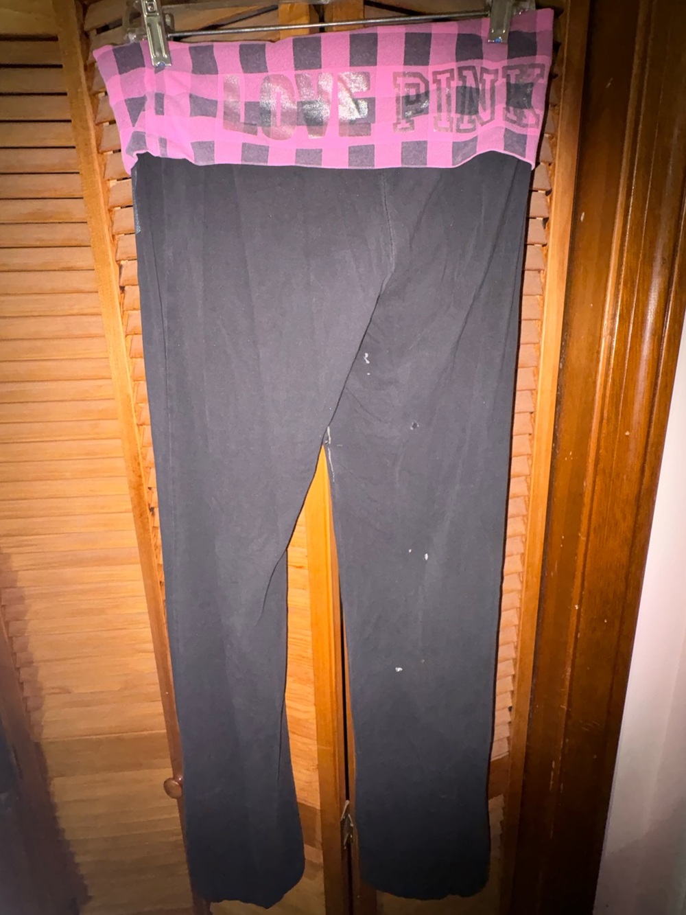 Plaid PINK yoga pants.